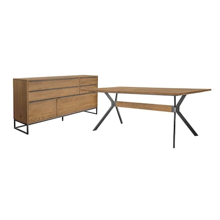 Armen Living Nevada Rustic 2 piece set with Dining Table and Sideboard in Balsamico SETNVDIBAL2A